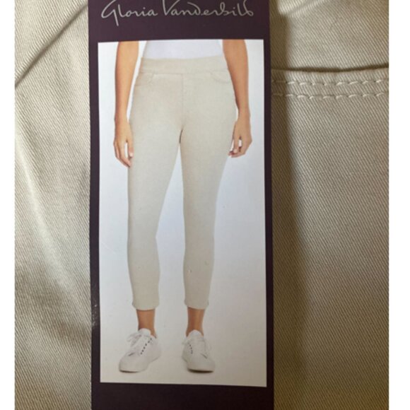 Gloria Vanderbilt Pull On Crop Pants Ivory Stonewood Mid-Rise 12 NWT - Picture 2 of 2
